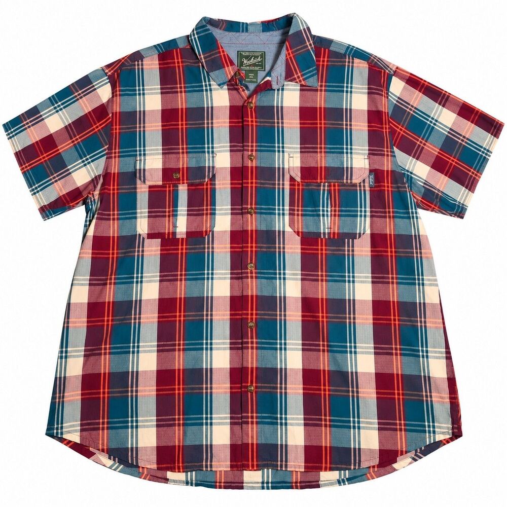 Vintage Woolrich Men’s XXL Plaid Short Sleeve Button Up Shirt Outdoor Workwear